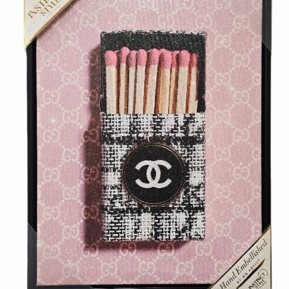 Instinct Style Tweed Matchbox Gucci Back Framed Canvas Wall Decor